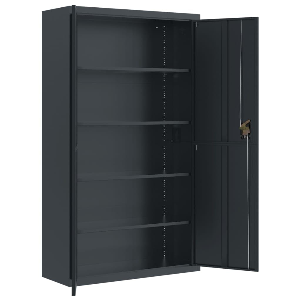 Aktenschrank Anthrazit aus pulverbeschichtetem Stahl 105x40x180 cm mit 4 Einlegeböden abschließbar für Büro, Homeoffice, Arbeitszimmer und Archivierung sicherer Stauraum
