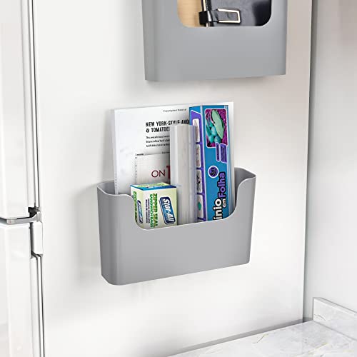 YOHOM Zeitungshalter Wand Zeitschriftenhalter Prospekthalter Wand Briefhalter Wandprospekthalter A4 mit 2 Montagearten (Kleben/Bohren) Ablagefächer Wand für Dokumente, Magazine, Bücher Grau 1 Stück