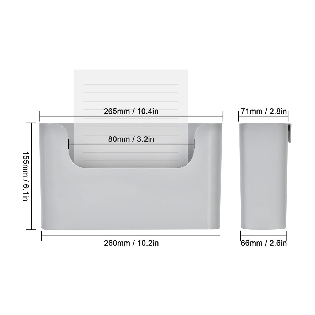 YOHOM Zeitungshalter Wand Zeitschriftenhalter Prospekthalter Wand Briefhalter Wandprospekthalter A4 mit 2 Montagearten (Kleben/Bohren) Ablagefächer Wand für Dokumente, Magazine, Bücher Grau 1 Stück