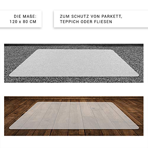 KLINOO Bodenschutzmatte | Bürostuhl Unterlage in milchweiß | rutschfest und Kratzfest | Made in Germany (100x120cm)