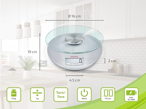 Soehnle Digitale Küchenwaage Roma Silver, bis 5 kg Tragkraft