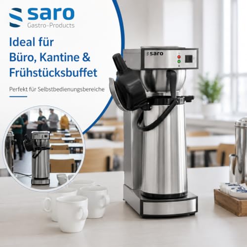 Saro Kaffeemaschine Inkl. Edelstahl-Isolierpumpkanne – 2,2 L – Brühzeit ca. 5–6 Min – Trockenlaufschutz – 2,069 kW – Modell THERMO 24