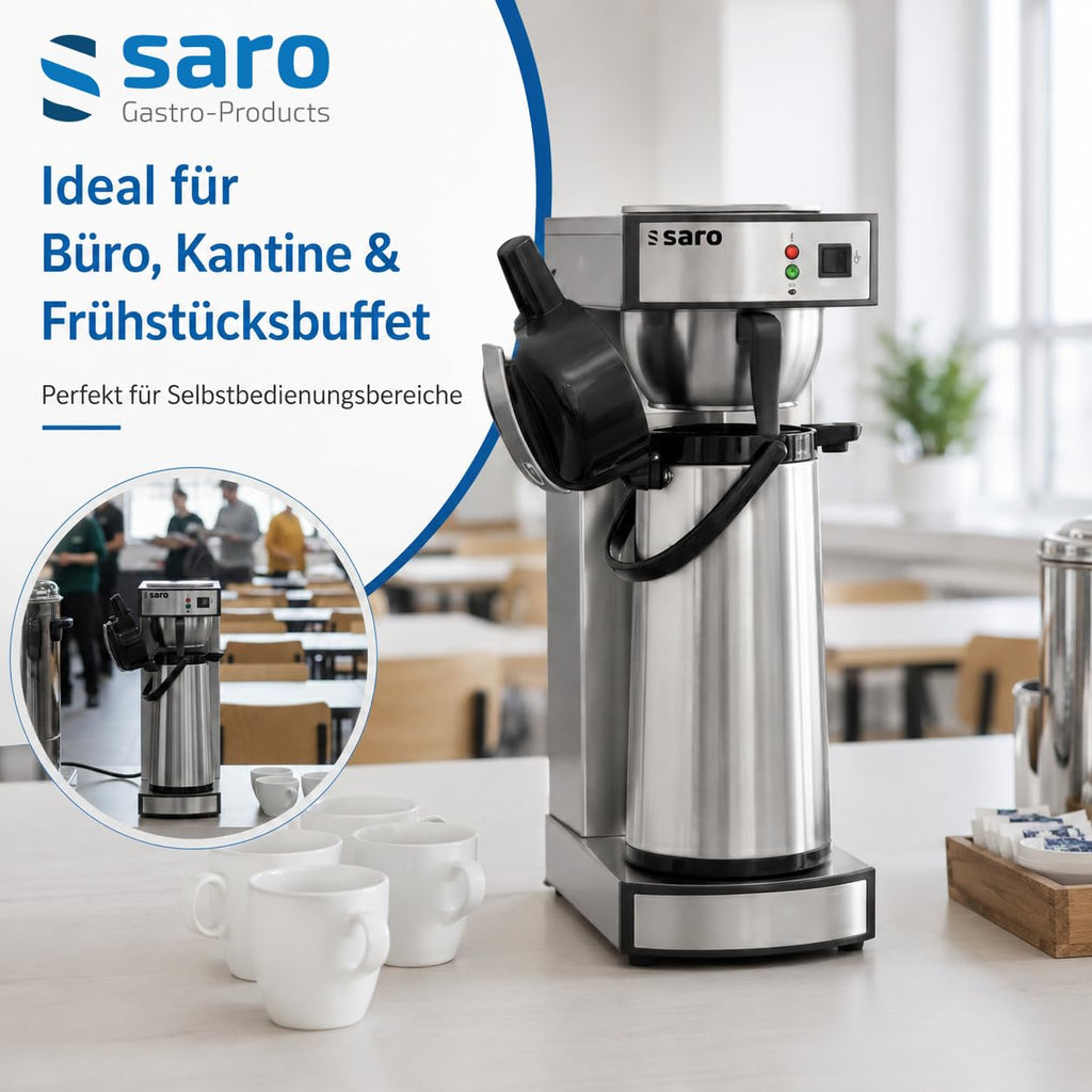 Saro Kaffeemaschine Inkl. Edelstahl-Isolierpumpkanne – 2,2 L – Brühzeit ca. 5–6 Min – Trockenlaufschutz – 2,069 kW – Modell THERMO 24