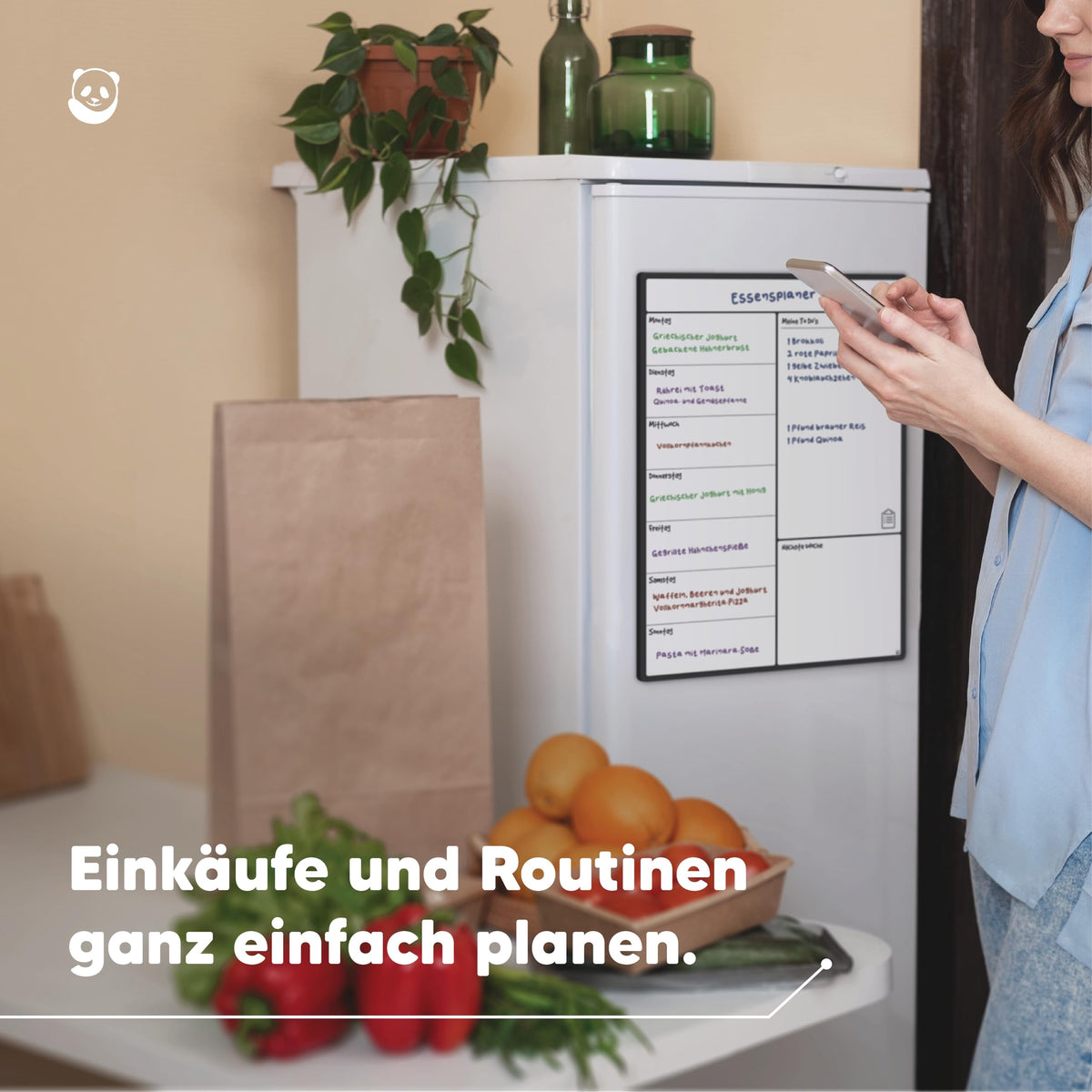 A3 Wochenplaner Magnetisch Kühlschrank - Abwischbare Magnettafel & Whiteboard für die Küche, Organisierte Familienplanung & Essensplaner, Fleckfrei Radierbar (A3, Deutsch)