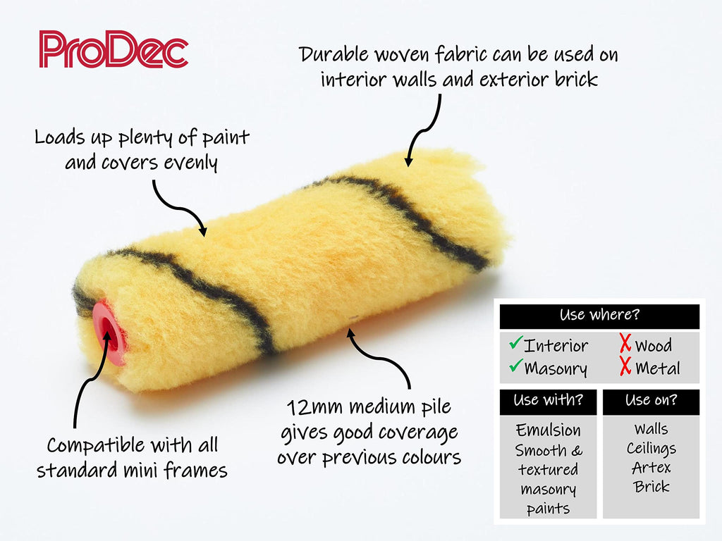 ProDec 10er-Packung gewebte langflorige 100-mm-Mini-Farbrolle für ein