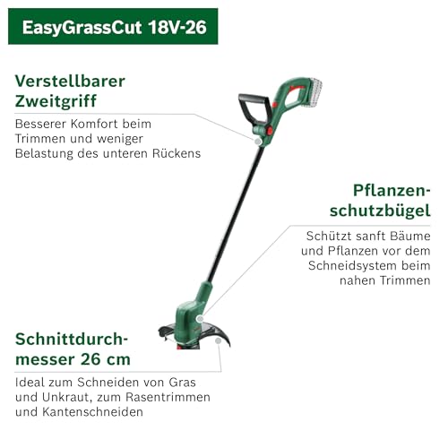 Bosch Akku Rasentrimmer EasyGrassCut 18V-26 (ohne Akku, 18 Volt System, Schnittkreisdurchmesser: 26 cm, im Karton)