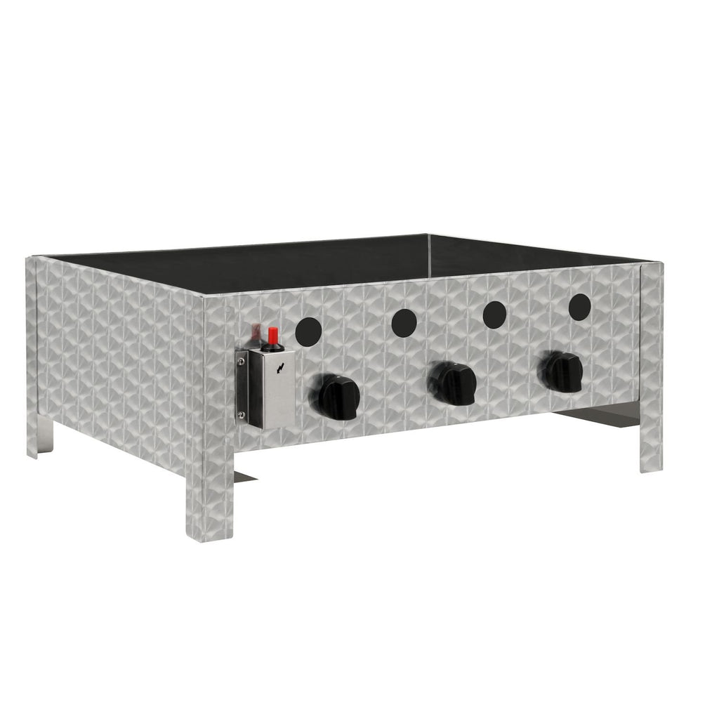 BBQ-Toro Edelstahl Gastrobräter | 3-flammig | 64 x 52 x 27 cm | Gastrogasgrill, Wurstbrater, Tisch Grill | Gastrogrill, Tischgasgrill, Gastischgrill, Bräter für Tisch & Gastronomie