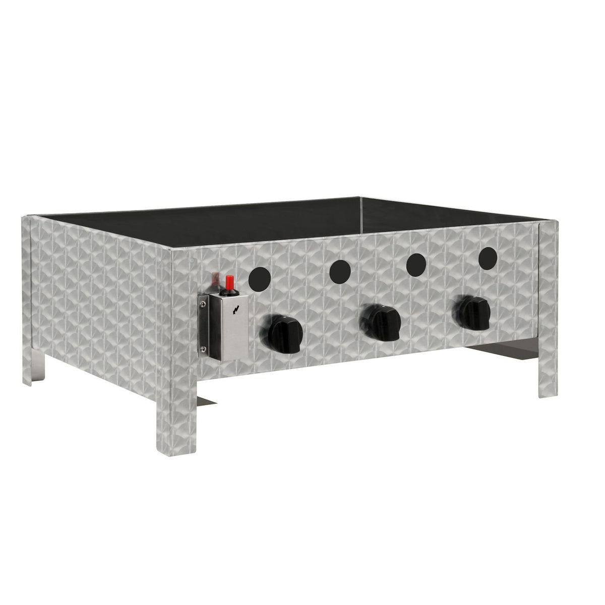 BBQ-Toro Edelstahl Gastrobräter | 3-flammig | 64 x 52 x 27 cm | Gastrogasgrill, Wurstbrater, Tisch Grill | Gastrogrill, Tischgasgrill, Gastischgrill, Bräter für Tisch & Gastronomie