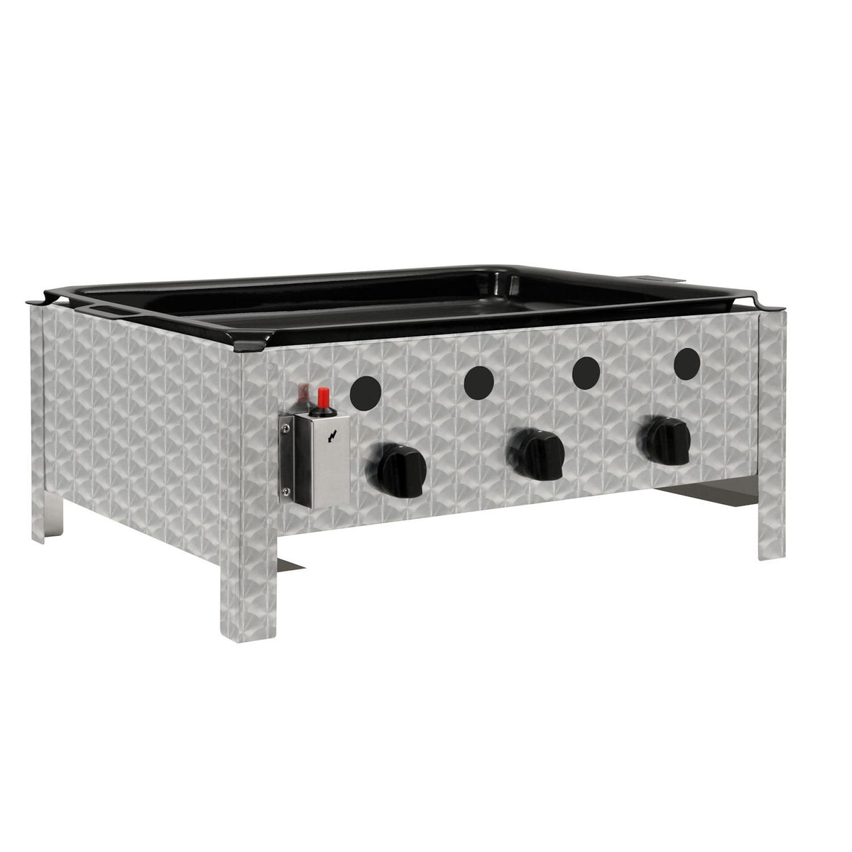 BBQ-Toro Edelstahl Gastrobräter | 3-flammig | 64 x 52 x 27 cm | Gastrogasgrill, Wurstbrater, Tisch Grill | Gastrogrill, Tischgasgrill, Gastischgrill, Bräter für Tisch & Gastronomie