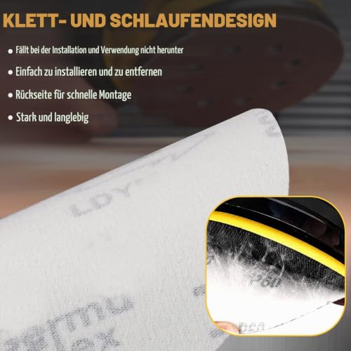 STEBRUAM 70 Stück Schleifpapier 125mm Klett für Exzenterschleifer