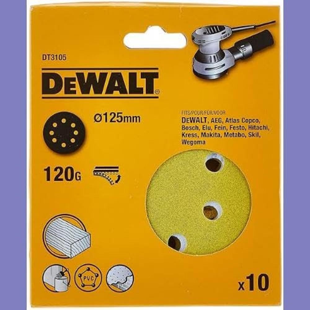 DeWALT Schleifscheibe 125 mm K120 8-L 10 Stück, DT3105-QZ