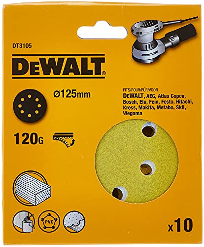 DeWALT Schleifscheibe 125 mm K120 8-L 10 Stück, DT3105-QZ