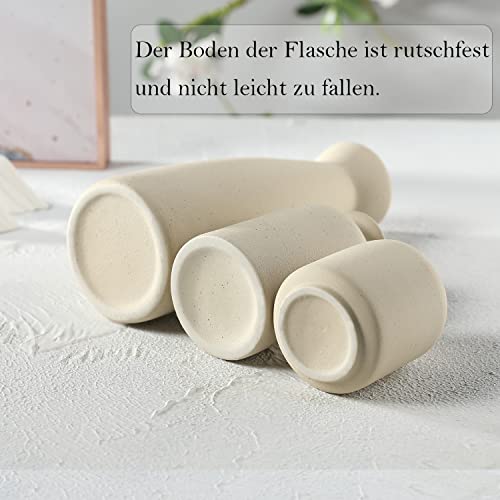 CEMABT Keramik Vasen 3er-Set Kleine Blumenvasen für Dekor, Moderne rustikale Bauernhaus Home Decor, Dekorative für Pampas Grass&getrocknete Blumen, Idee Regal,Tisch, Bücherregal,Mantel (Natur)