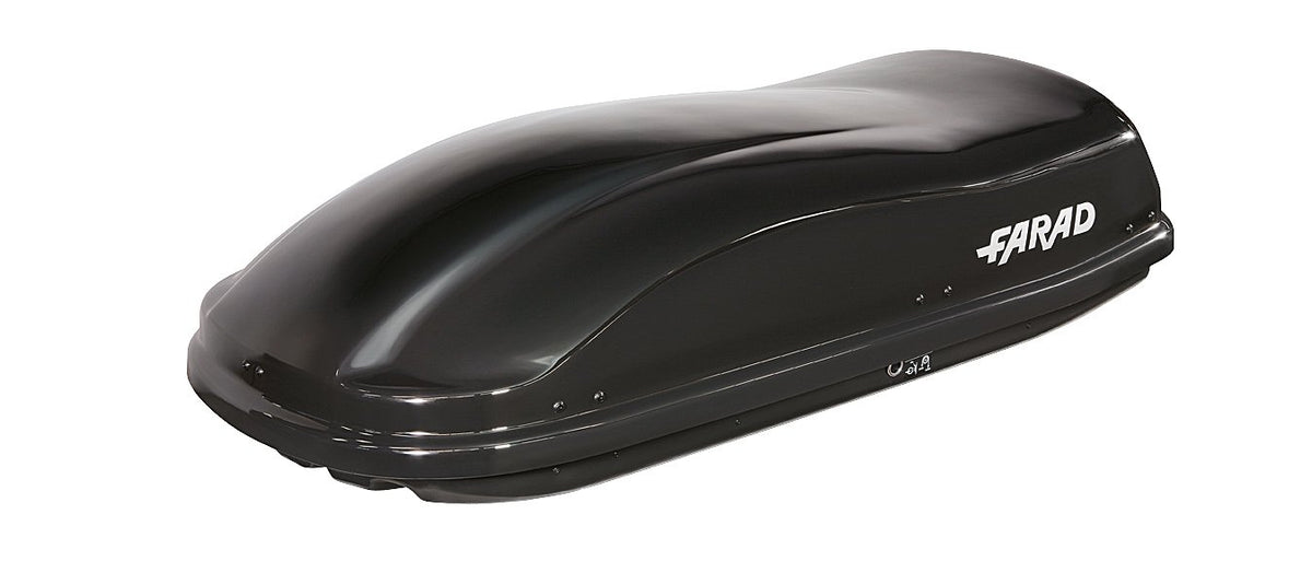 Farad Marlin Dachbox 400L schwarz metallic - Doppelter Seitenöffner, TÜV-GS Zulassung, 5 Jahre Garantie - 3-Punkt-Zentralverriegelung mit Sicherheitsschlüssel
