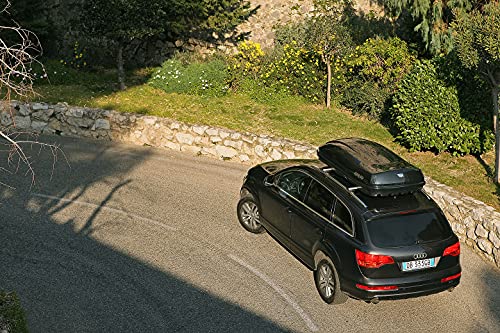 Farad Marlin Dachbox 400L schwarz metallic - Doppelter Seitenöffner, TÜV-GS Zulassung, 5 Jahre Garantie - 3-Punkt-Zentralverriegelung mit Sicherheitsschlüssel