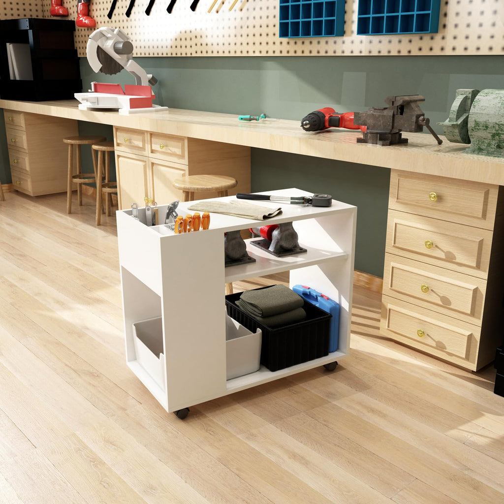 Mondeer Rollcontainer, Mobiler Aktenschrank mit Verstellbaren Fächern,Weiß