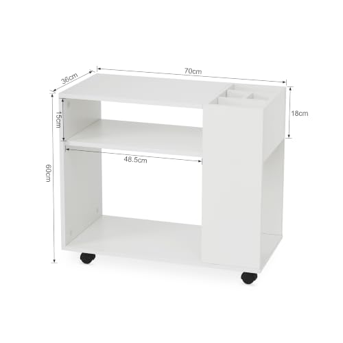 Mondeer Rollcontainer, Mobiler Aktenschrank mit Verstellbaren Fächern,Weiß