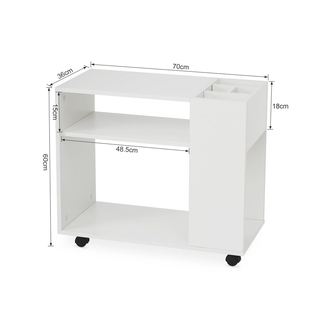 Mondeer Rollcontainer, Mobiler Aktenschrank mit Verstellbaren Fächern,Weiß