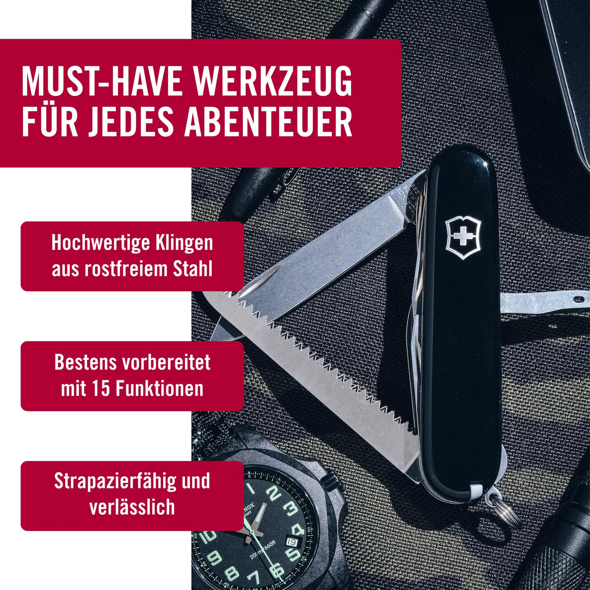 Victorinox Huntsman Taschenmesser - Multitool Swiss Army Knife, 15