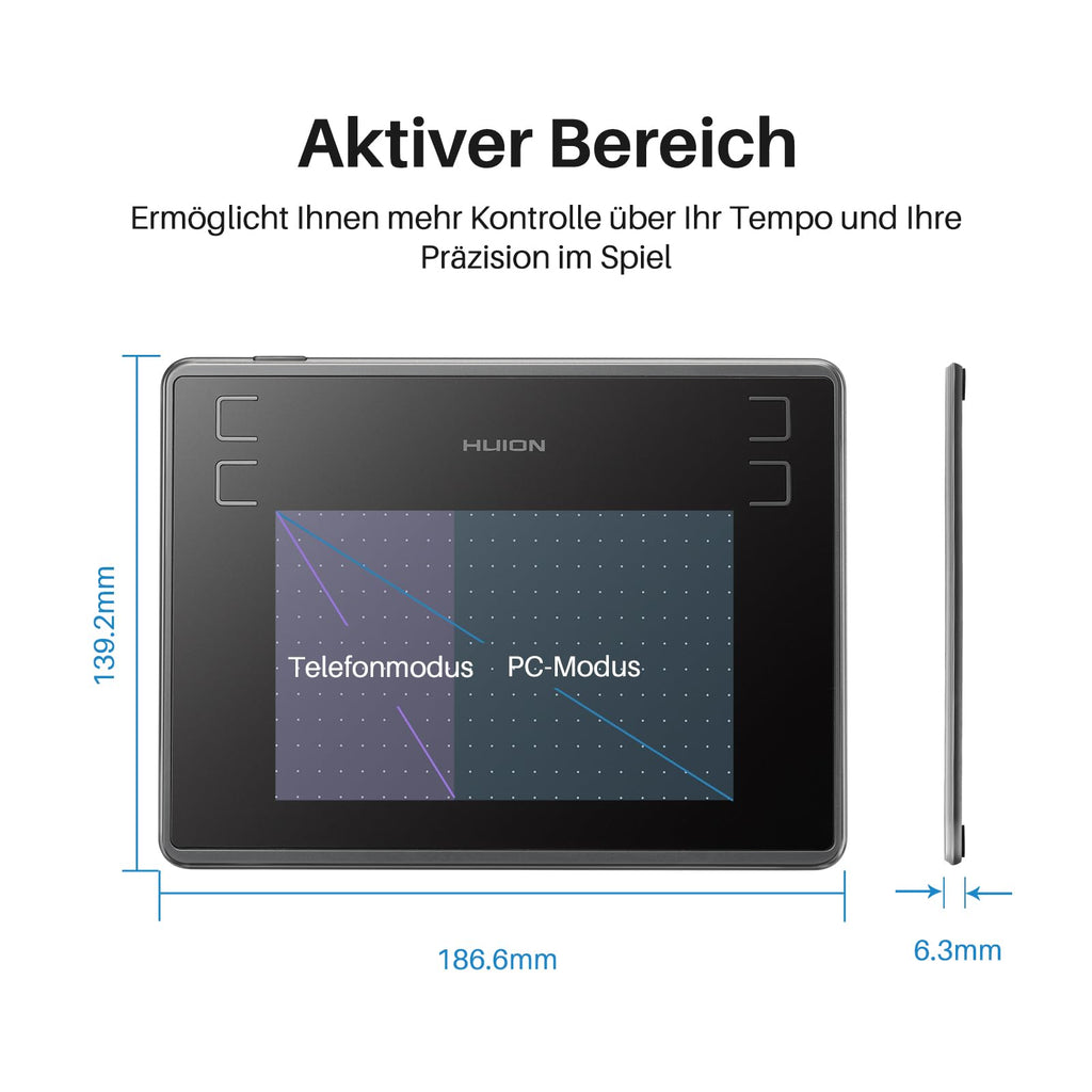 HUION Inspiroy H430P Grafiktablett, 4.8x3 Zoll