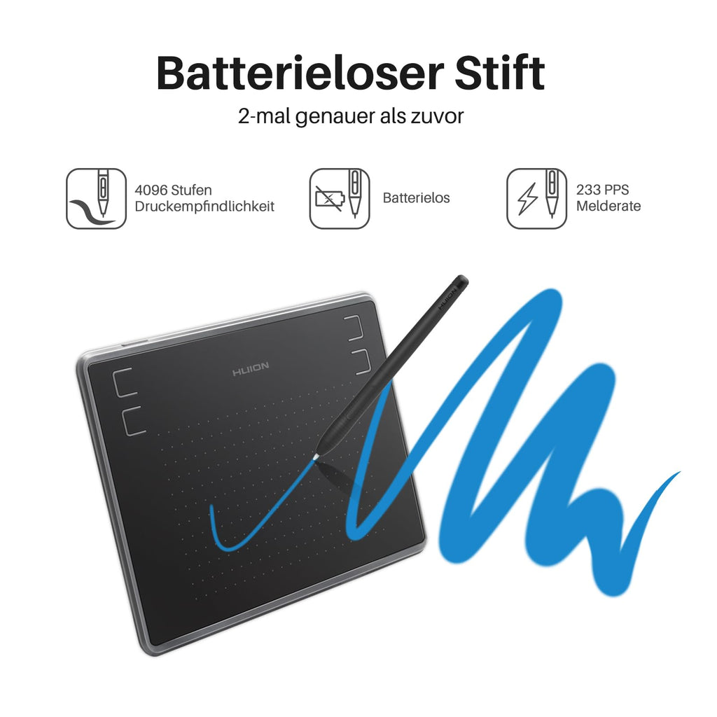 HUION Inspiroy H430P Grafiktablett, 4.8x3 Zoll