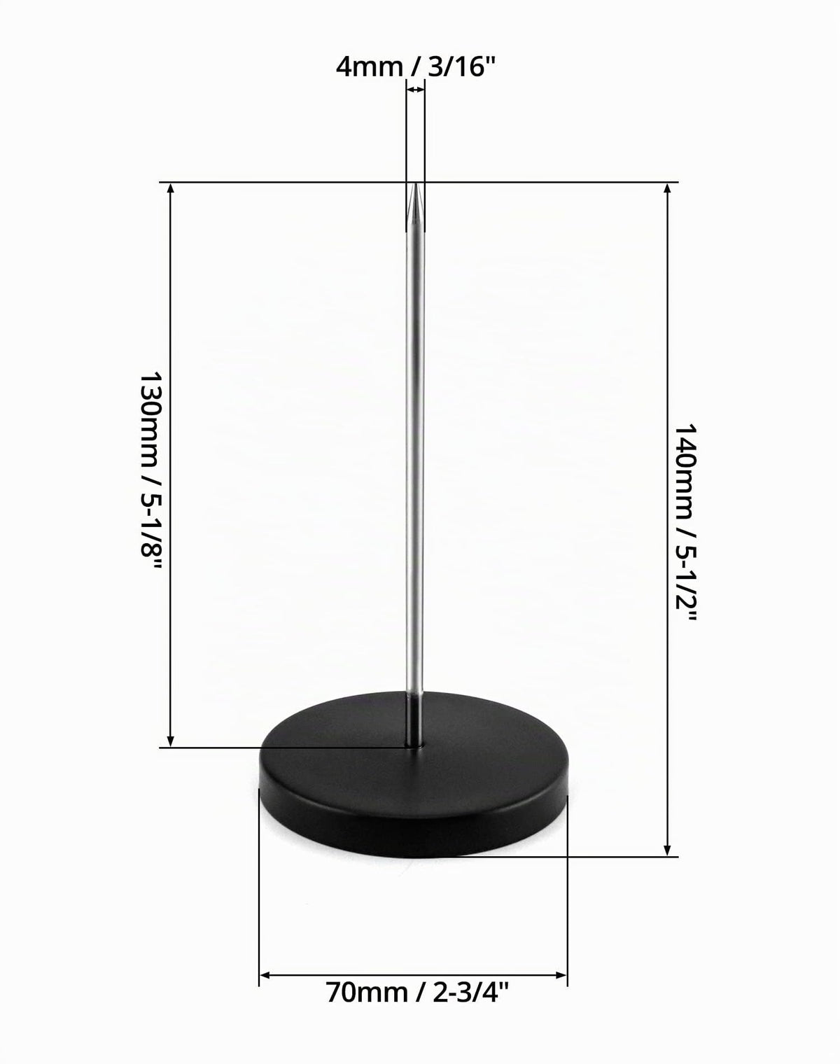 QWORK Zettelspießer Memo Halter, Zettelhalter Bon Aufspießer für Zettel Note Papier Beleg, 14 cm, 4 Stücke, Schwarz