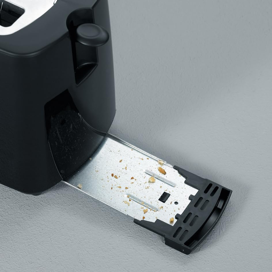 SEVERIN Automatik-Toaster, Toastgerät mit Brötchenaufsatz, hochwertig, mit Krümelschublade und 700 W Leistung, schwarz, AT 2287