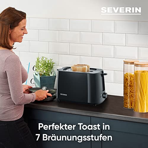 SEVERIN Automatik-Toaster, Toastgerät mit Brötchenaufsatz, hochwertig, mit Krümelschublade und 700 W Leistung, schwarz, AT 2287