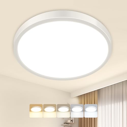 Peasur 15W Deckenlampe,5 Farben 1500LM LED Deckenleuchte Flach,18cm