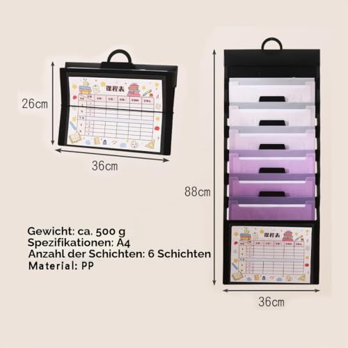 Hängeregister A4, Hängetaschen 6 Lagen, Hängemappen PP, Zusammenklappbar, Tragbar, Aufhängbar, Dokumente Schützen, Informationen Ordnen, Platz Sparen (Weiß, Farbe)
