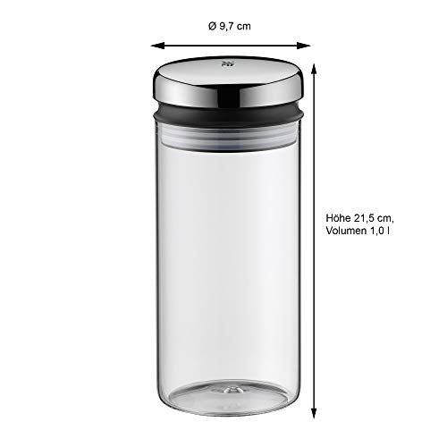 WMF Depot Vorratsdose Glas 1l, Höhe 21,5 cm, Kaffeebohnen Behälter, Kaffeedose, Vorratsglas mit Deckel, Müslidose, Frischhaltedose mit große Einfüllöffnung