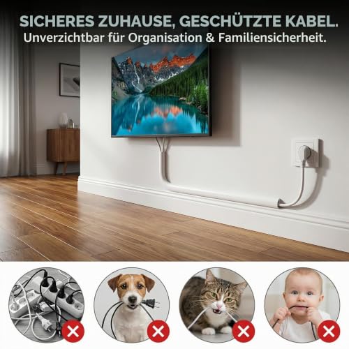 4m Kabelkanal Weiß Selbstklebend, Kabel Verstecken Flexibel Kabelabdeckung Wand, Rund Kabelschacht Weiss Kabelkanäle für Decke Kabel