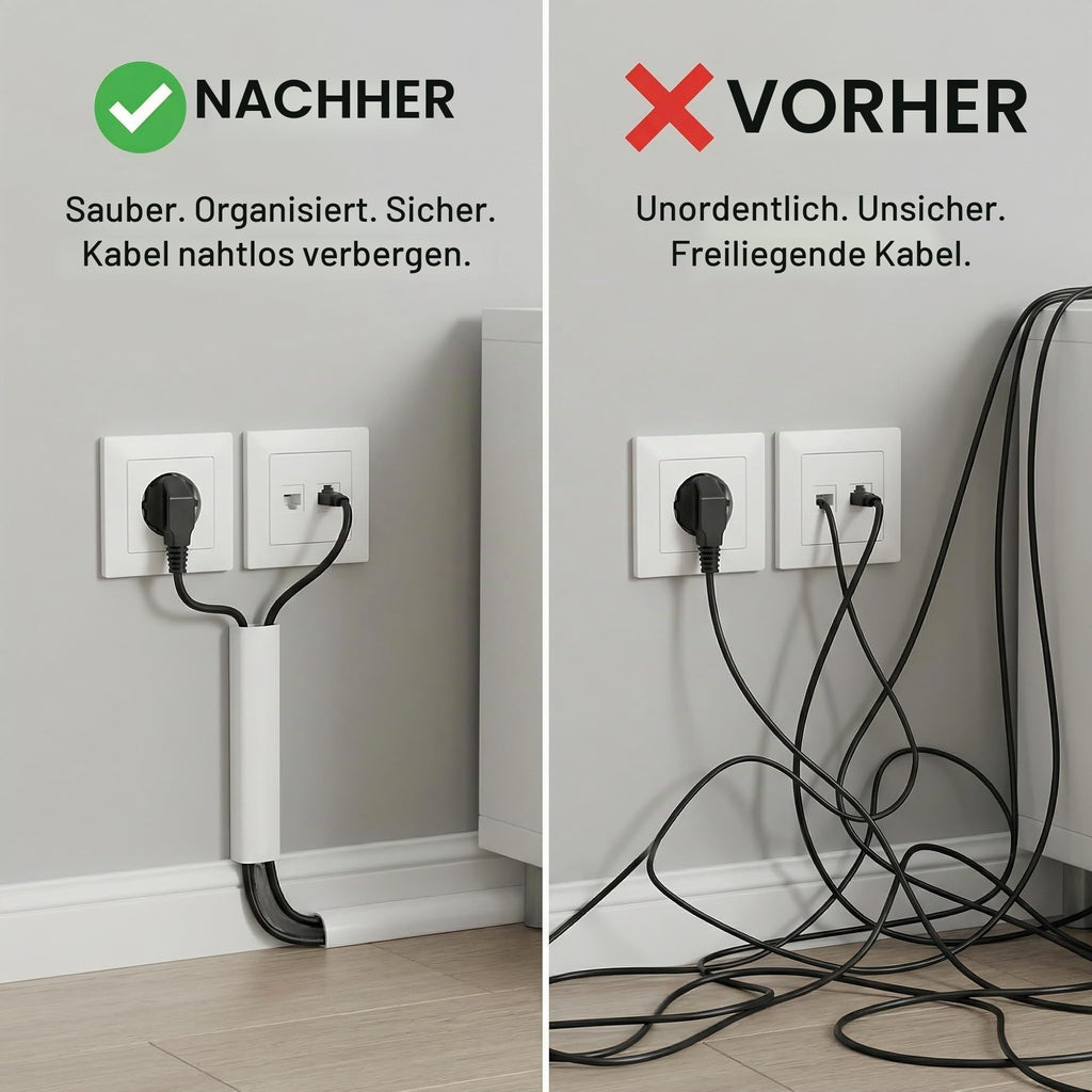 4m Kabelkanal Weiß Selbstklebend, Kabel Verstecken Flexibel Kabelabdeckung Wand, Rund Kabelschacht Weiss Kabelkanäle für Decke Kabel