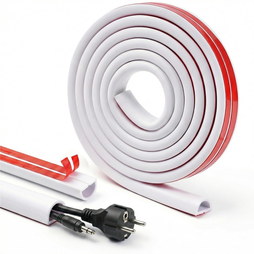 4m Kabelkanal Weiß Selbstklebend, Kabel Verstecken Flexibel Kabelabdeckung Wand, Rund Kabelschacht Weiss Kabelkanäle für Decke Kabel
