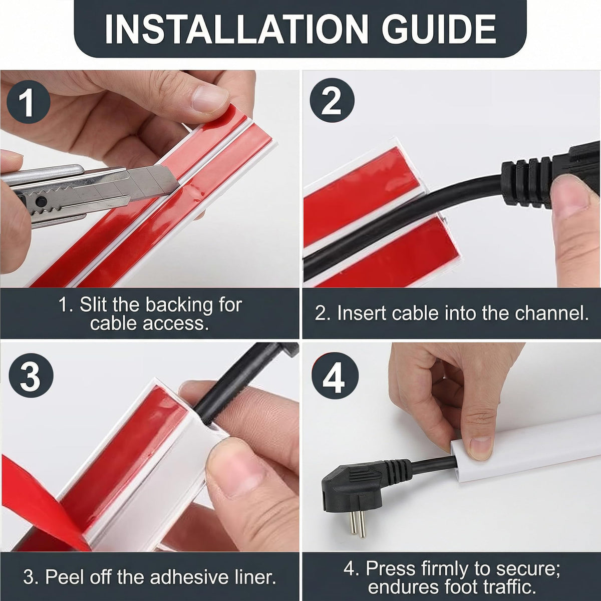 4m Kabelkanal Weiß Selbstklebend, Kabel Verstecken Flexibel Kabelabdeckung Wand, Rund Kabelschacht Weiss Kabelkanäle für Decke Kabel