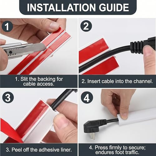 4m Kabelkanal Weiß Selbstklebend, Kabel Verstecken Flexibel Kabelabdeckung Wand, Rund Kabelschacht Weiss Kabelkanäle für Decke Kabel