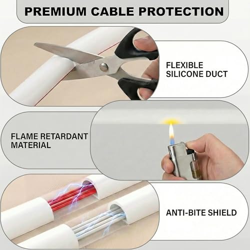 4m Kabelkanal Weiß Selbstklebend, Kabel Verstecken Flexibel Kabelabdeckung Wand, Rund Kabelschacht Weiss Kabelkanäle für Decke Kabel