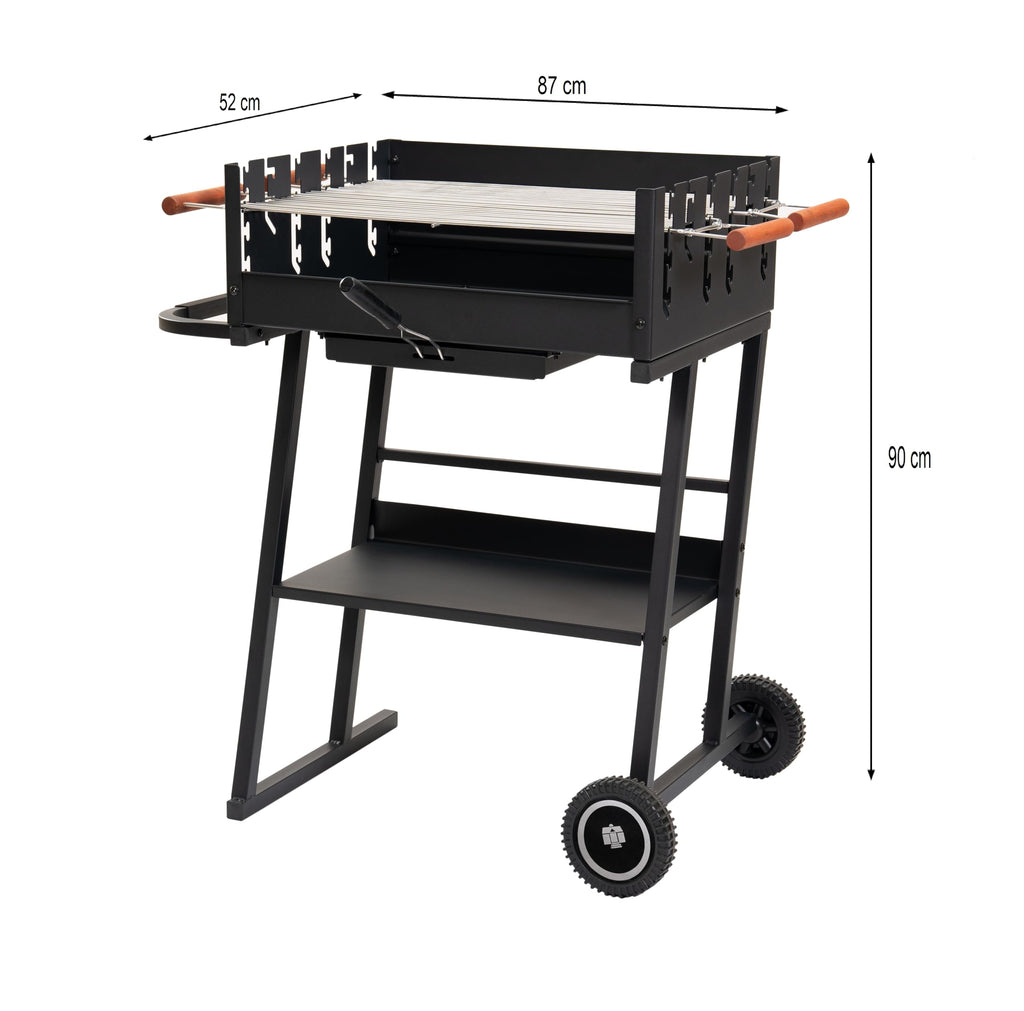 Tarrington House Holzkohlegrill Brigida, Stahl, 2 höhenverstellbare Roste, mit Räder, schwarz
