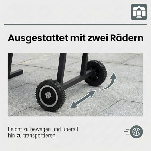 Tarrington House Holzkohlegrill Brigida, Stahl, 2 höhenverstellbare Roste, mit Räder, schwarz
