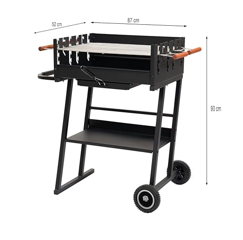 Tarrington House Holzkohlegrill Brigida, Stahl, 2 höhenverstellbare Roste, mit Räder, schwarz