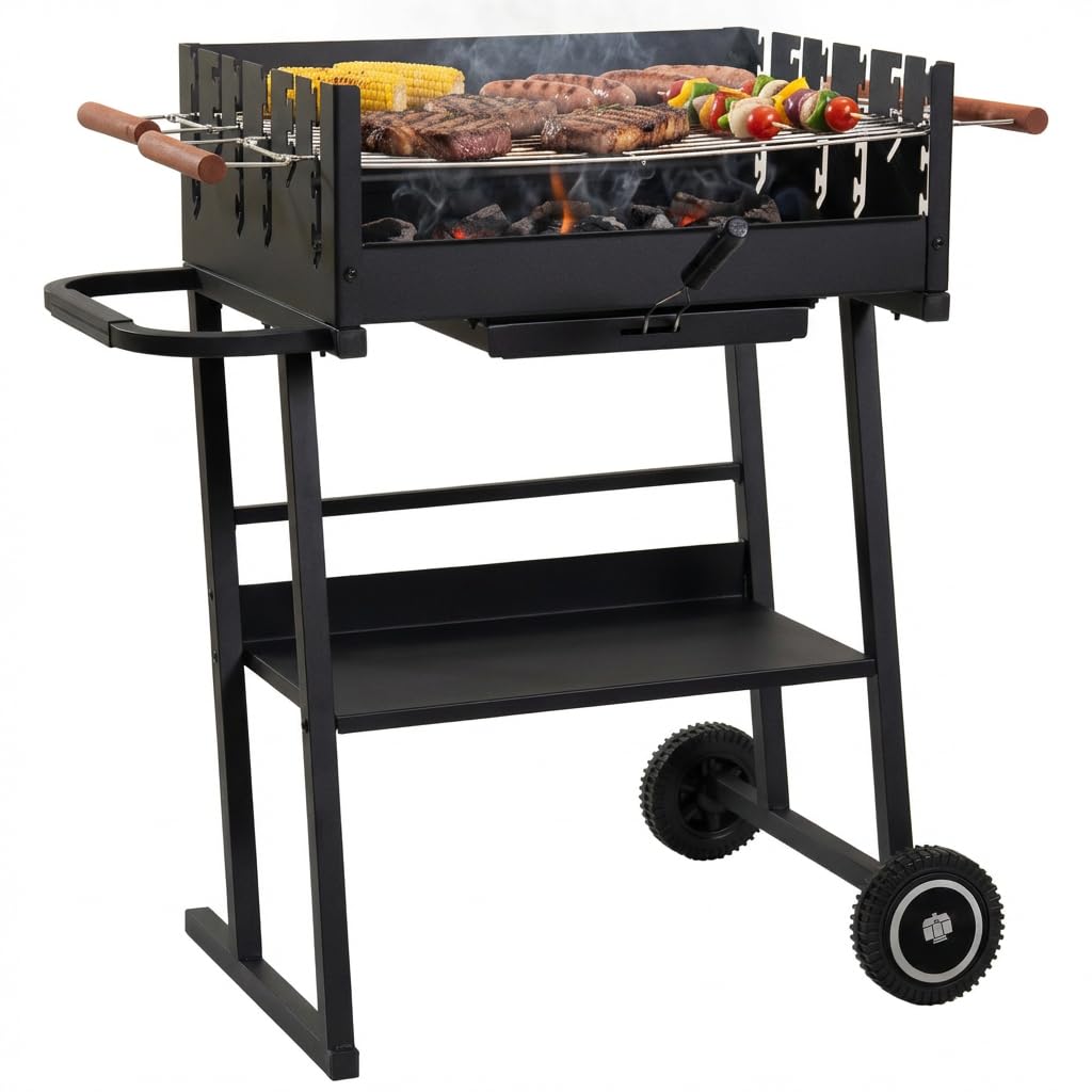 Tarrington House Holzkohlegrill Brigida, Stahl, 2 höhenverstellbare Roste, mit Räder, schwarz