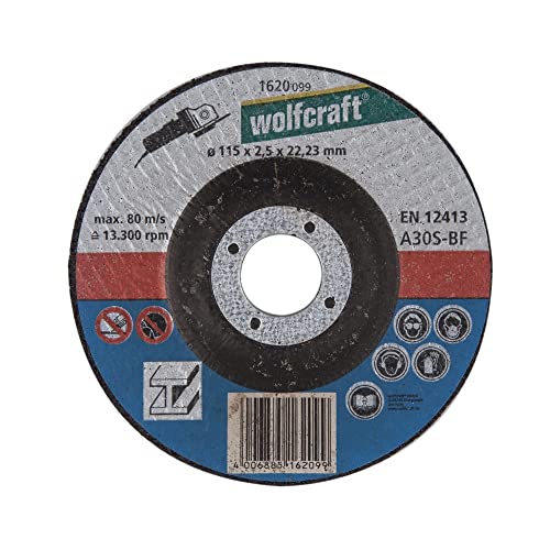 wolfcraft 5 Trennscheiben für Metall Ø 115 mm I 1620300 I Hohe Schnittleistung I Winkelschleifer Disc I Lange Standzeit I Bohrung 22,23 mm I EN 12413