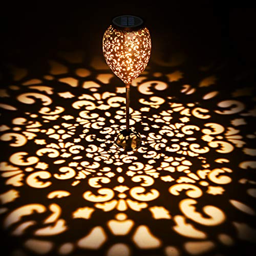JOYCREATOR Metall 2 Stück Solarlampen für außen Garten mit IP65 Wasserdicht, Warmweiß LED Orientalische Solarleuchten Terrasse Balkon Weihnachten deko