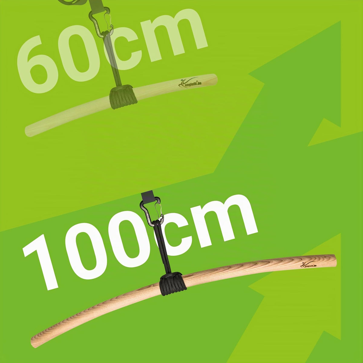 eaglefit - Premium Klimmzugstange aus Holz 100 cm - Ergonomisch gebogene Pull Up Bar für Decke, Garten & Baum - Reckstange Outdoor & Indoor für Klimmzüge - Verstellbar zum Aufhängen inkl. Zubehör