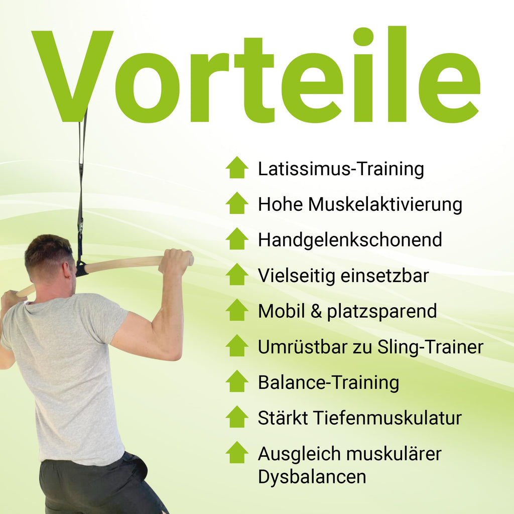 eaglefit - Premium Klimmzugstange aus Holz 100 cm - Ergonomisch gebogene Pull Up Bar für Decke, Garten & Baum - Reckstange Outdoor & Indoor für Klimmzüge - Verstellbar zum Aufhängen inkl. Zubehör