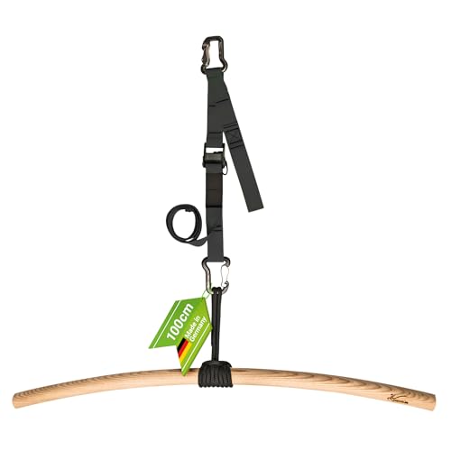 eaglefit - Premium Klimmzugstange aus Holz 100 cm - Ergonomisch gebogene Pull Up Bar für Decke, Garten & Baum - Reckstange Outdoor & Indoor für Klimmzüge - Verstellbar zum Aufhängen inkl. Zubehör