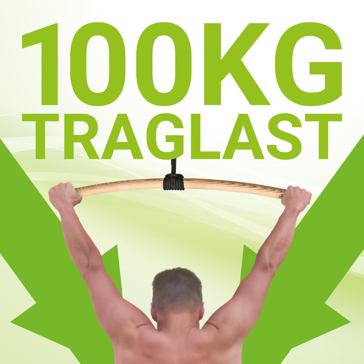 eaglefit - Premium Klimmzugstange aus Holz 100 cm - Ergonomisch gebogene Pull Up Bar für Decke, Garten & Baum - Reckstange Outdoor & Indoor für Klimmzüge - Verstellbar zum Aufhängen inkl. Zubehör