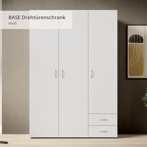 BASE Kleiderschrank Schrank Drehtürenschrank in Weiß 120 x 177 x 52 cm