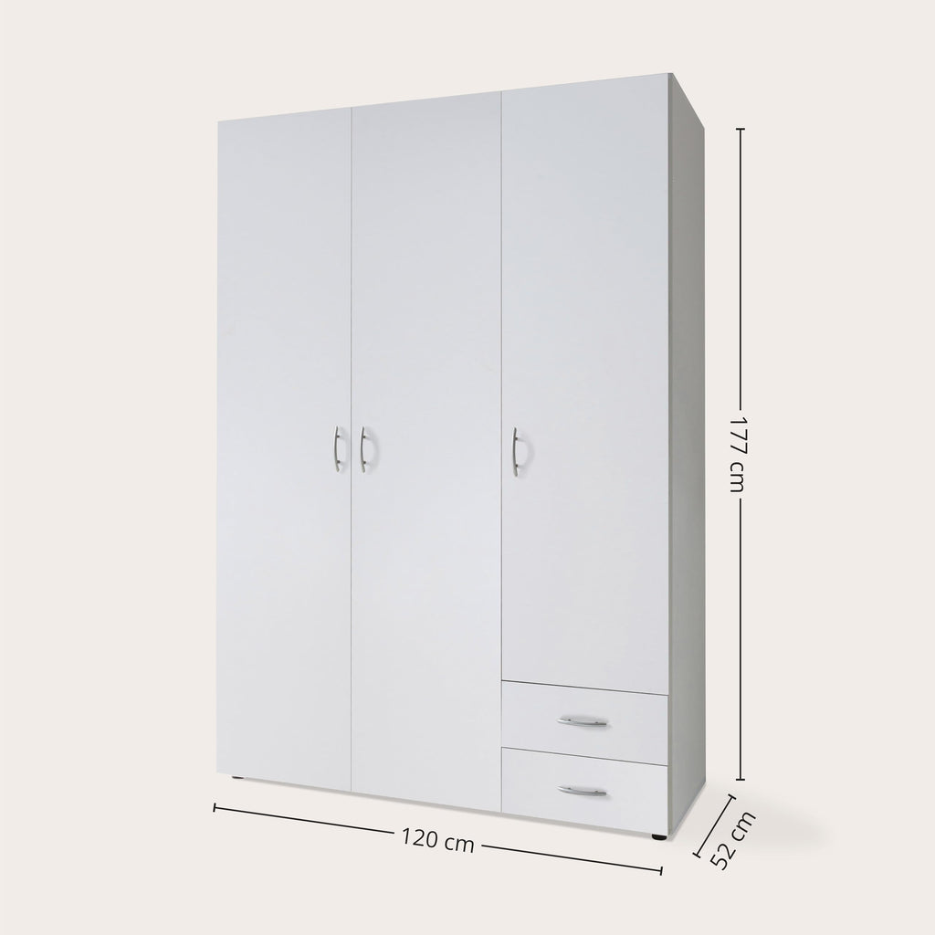 BASE Kleiderschrank Schrank Drehtürenschrank in Weiß 120 x 177 x 52 cm