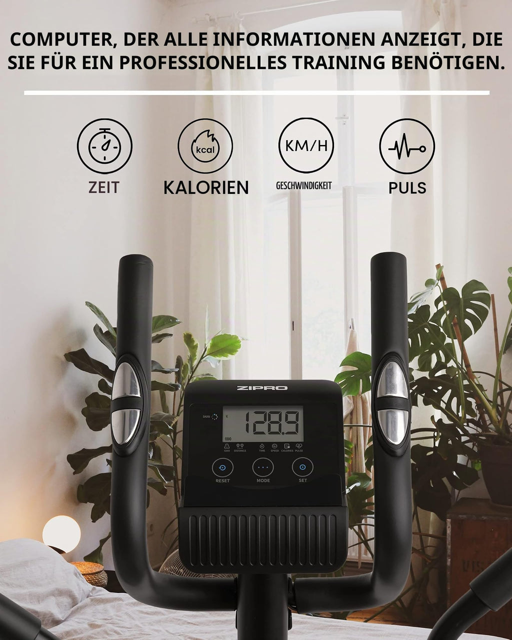 Zipro Crosstrainer Burn, Ellipsentrainer bis zu 120 kg, Crosstrainer für Zuhause, Cardio Trainingsgerät, Exercise Machines, Heimtrainer, 8 Widerstandsstufen